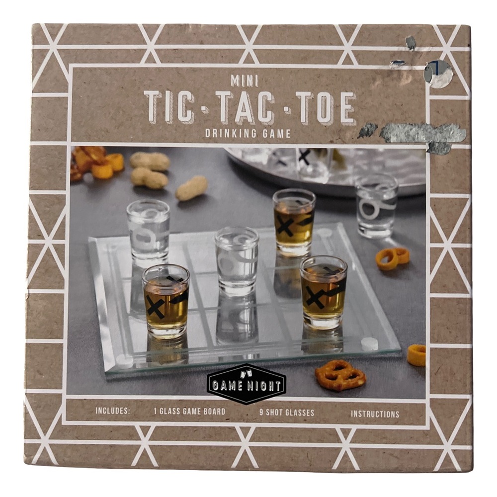 Mini Tic-Tac-Toe Drinking Game Set - Clear and Black